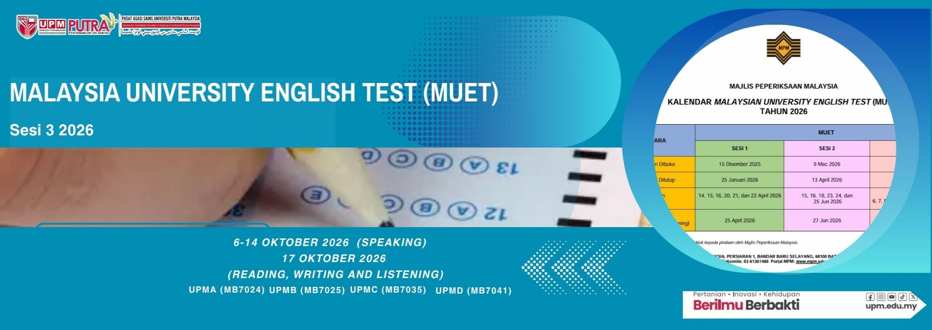 PEPERIKSAAN MUET SESI 1 TAHUN 2026